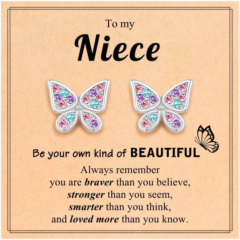 UPROMI Hypoallergenic Butterfly Earrings for Daughter/Granddaughter/Niece, Valentines Christmas Birthday Gifts for Girls - Image 1